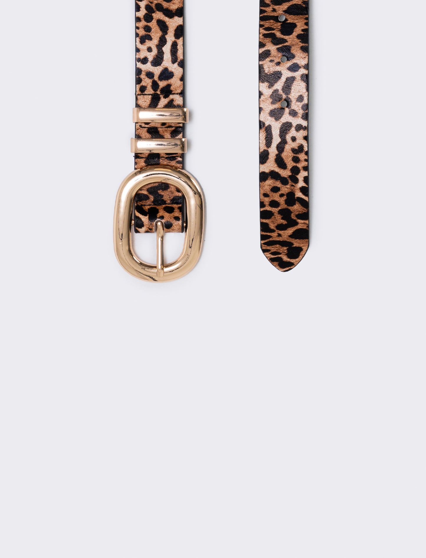 Cintura basic con passanti in metallo - Leopardato