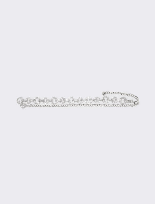 Belt with rhinestone circles - Silver