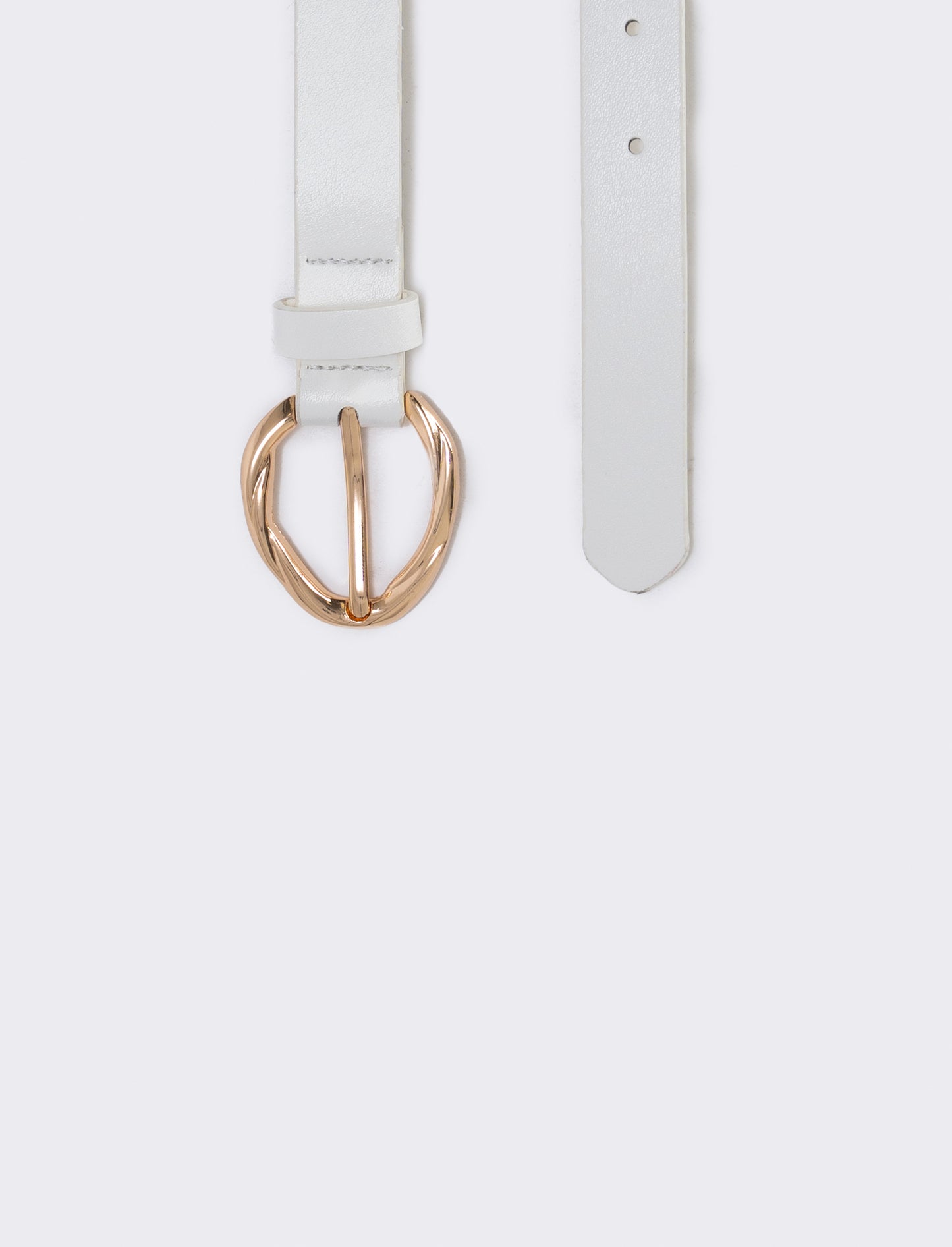 Basic belt with braided buckle - White