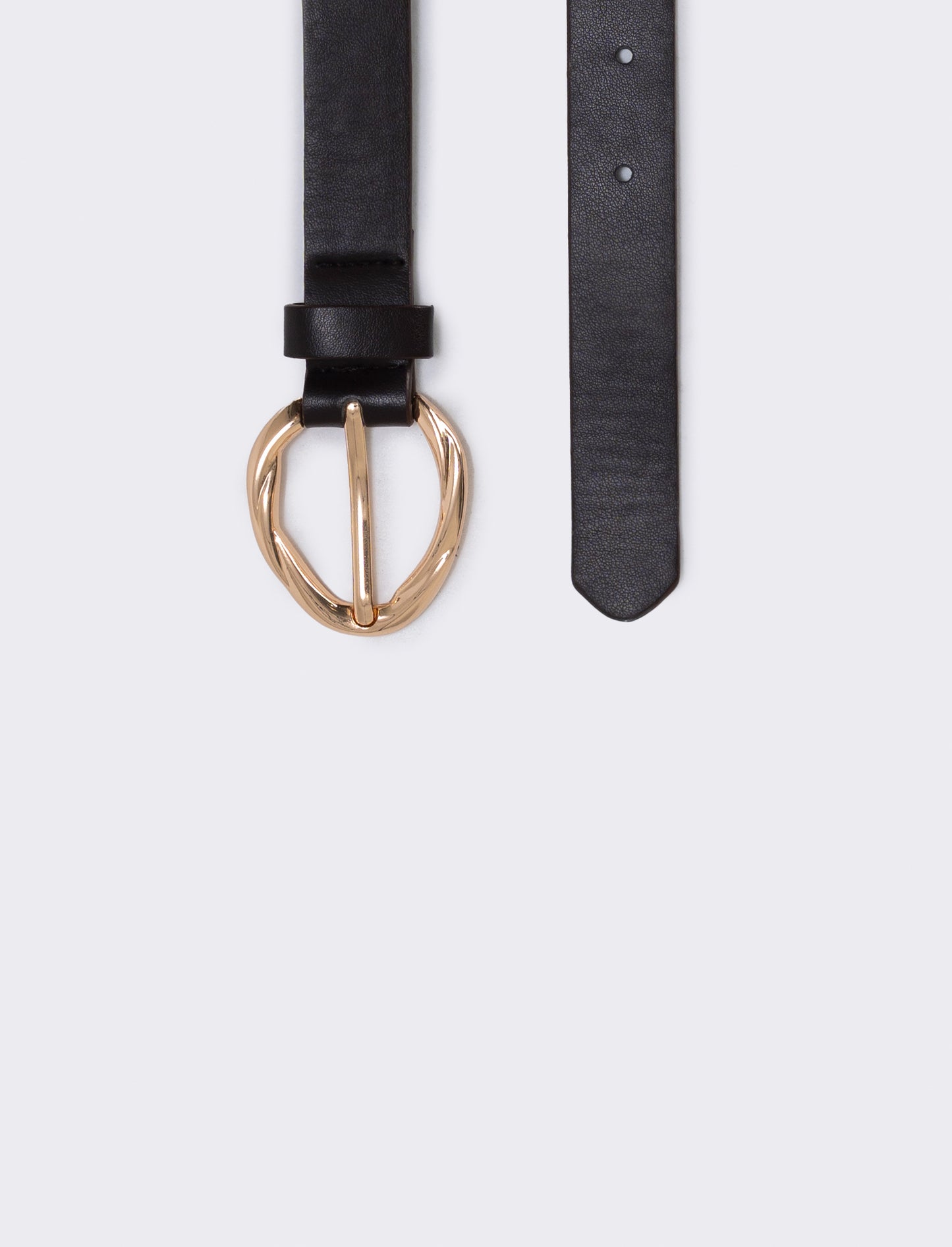 Basic belt with braided buckle - Brown