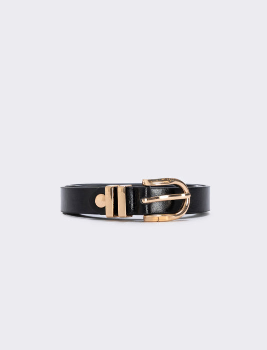 Cintura doppio passante in metallo 1,5 cm - Nero-oro