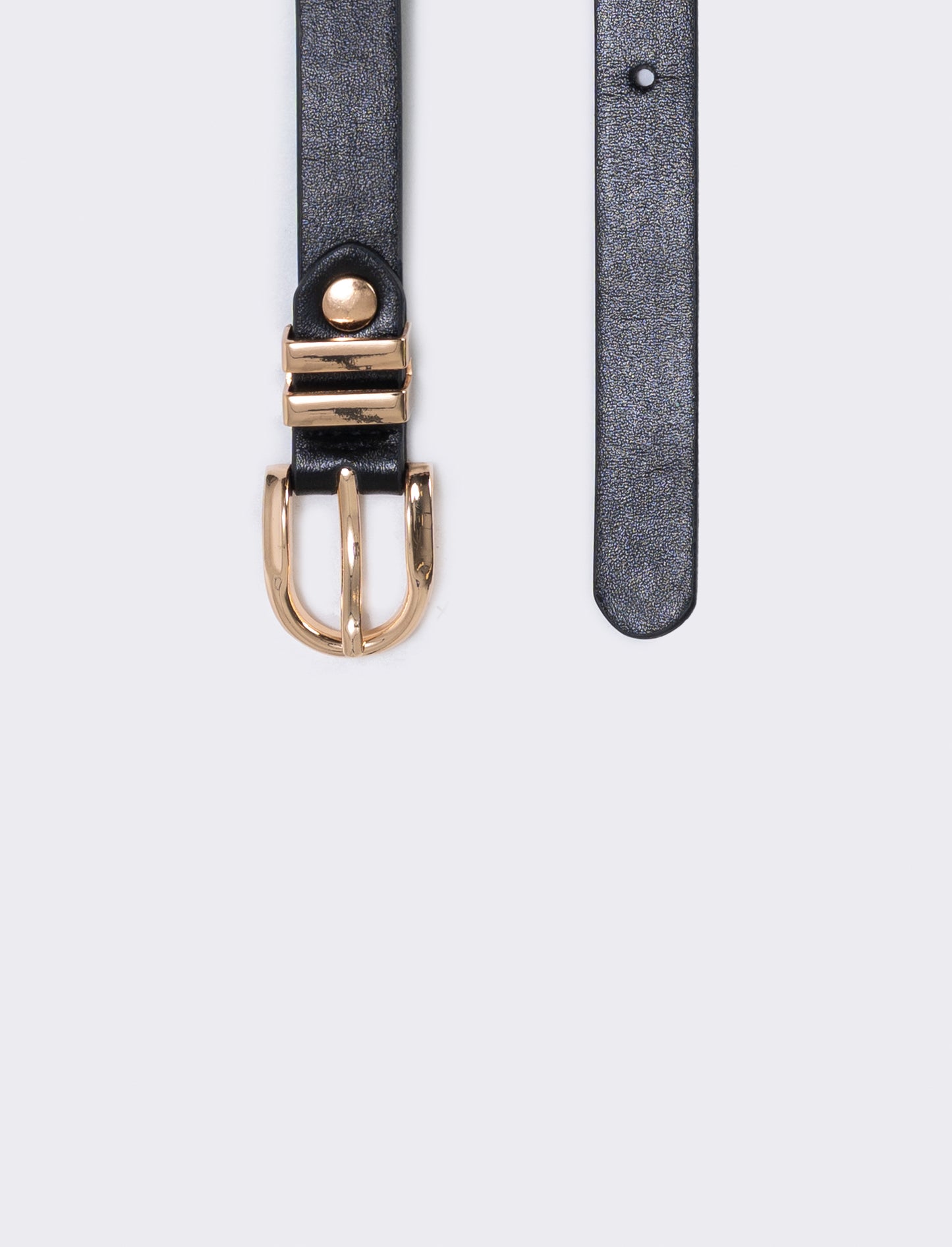 Metal double loop belt 1.5 cm - Black