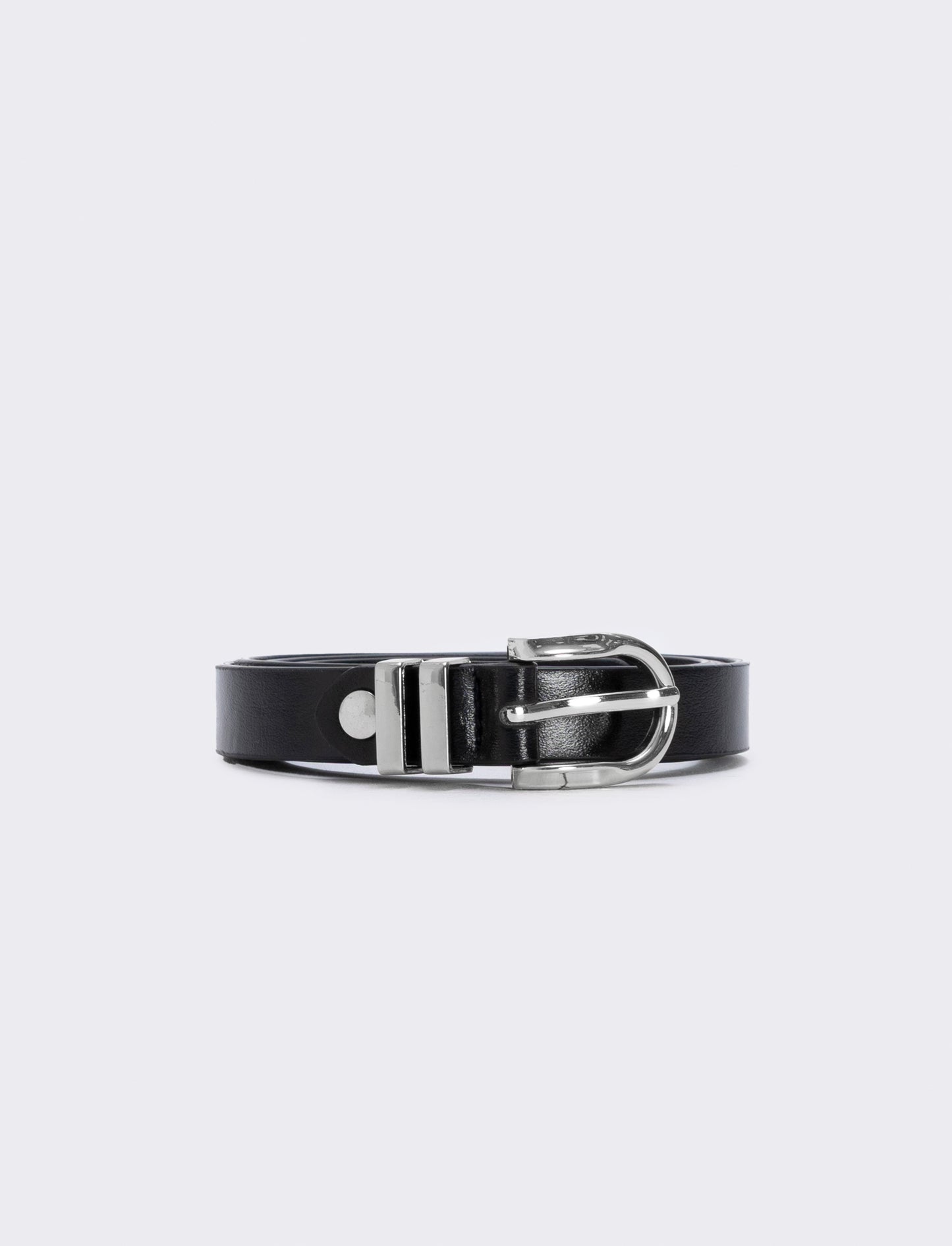 Cintura doppio passante in metallo 1,5 cm - Nero-argento