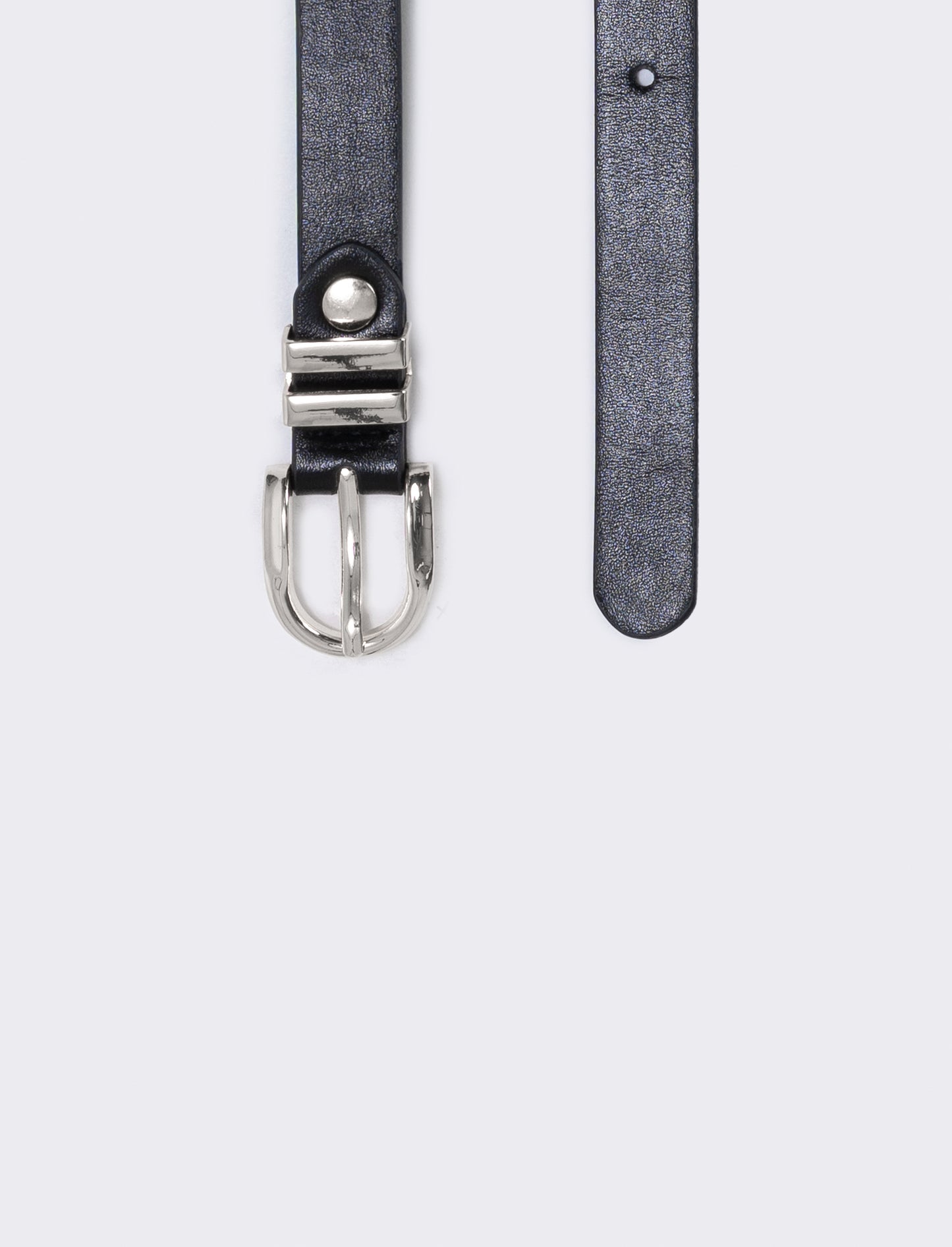 Cintura doppio passante in metallo 1,5 cm - Nero-argento