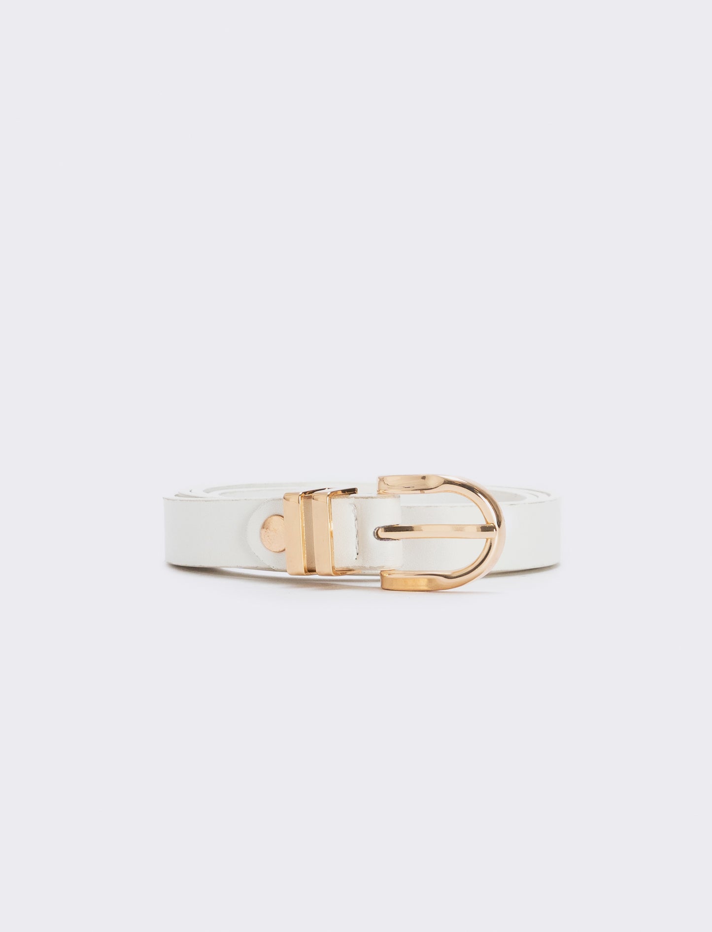 Metal double loop belt 1.5 cm - White