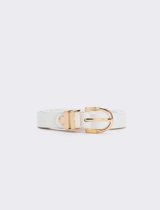 Cintura doppio passante in metallo 1,5 cm - Bianco