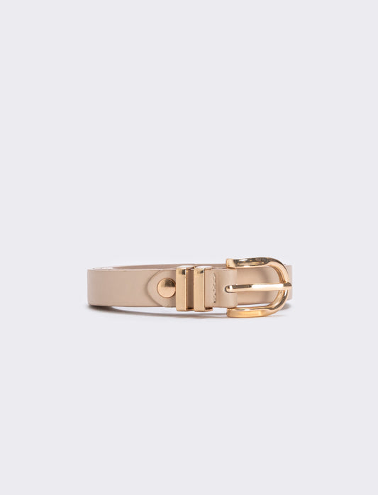 Cintura doppio passante in metallo 1,5 cm - Beige