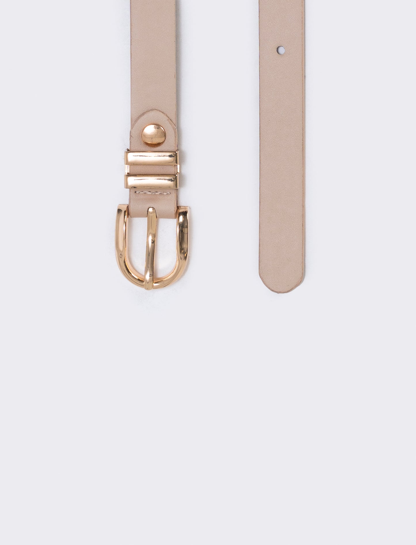 Metal double loop belt 1.5 cm - Beige