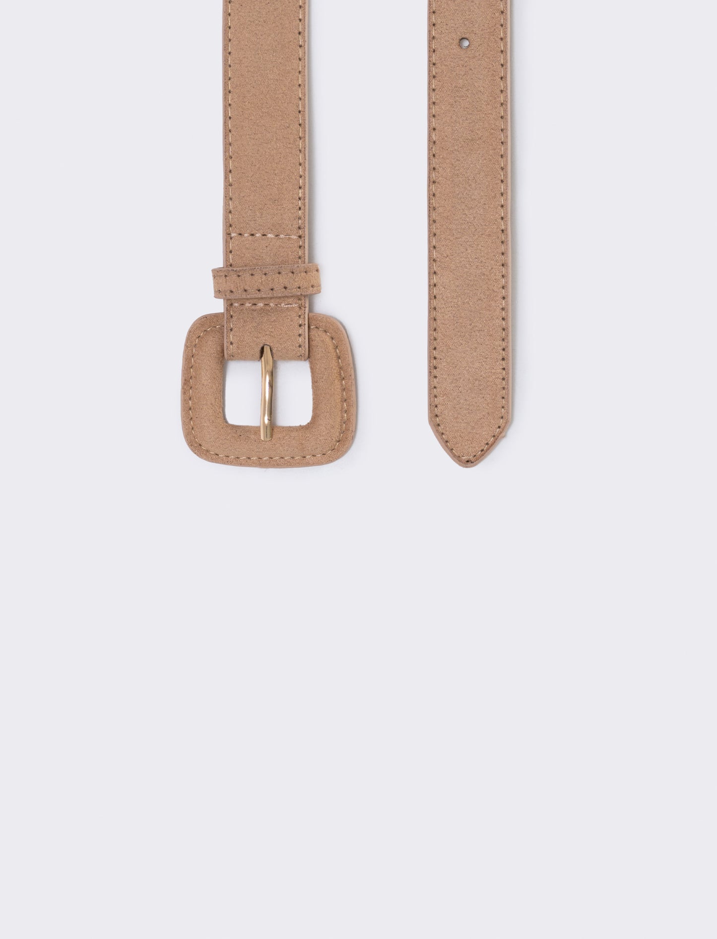 Suede belt with elegant square buckle - Beige