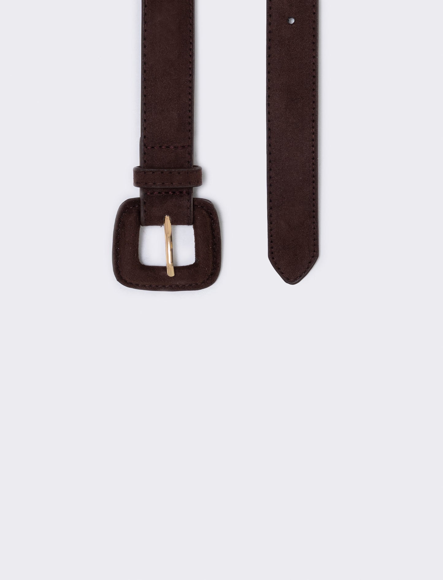 Suede belt with elegant square buckle - Brown