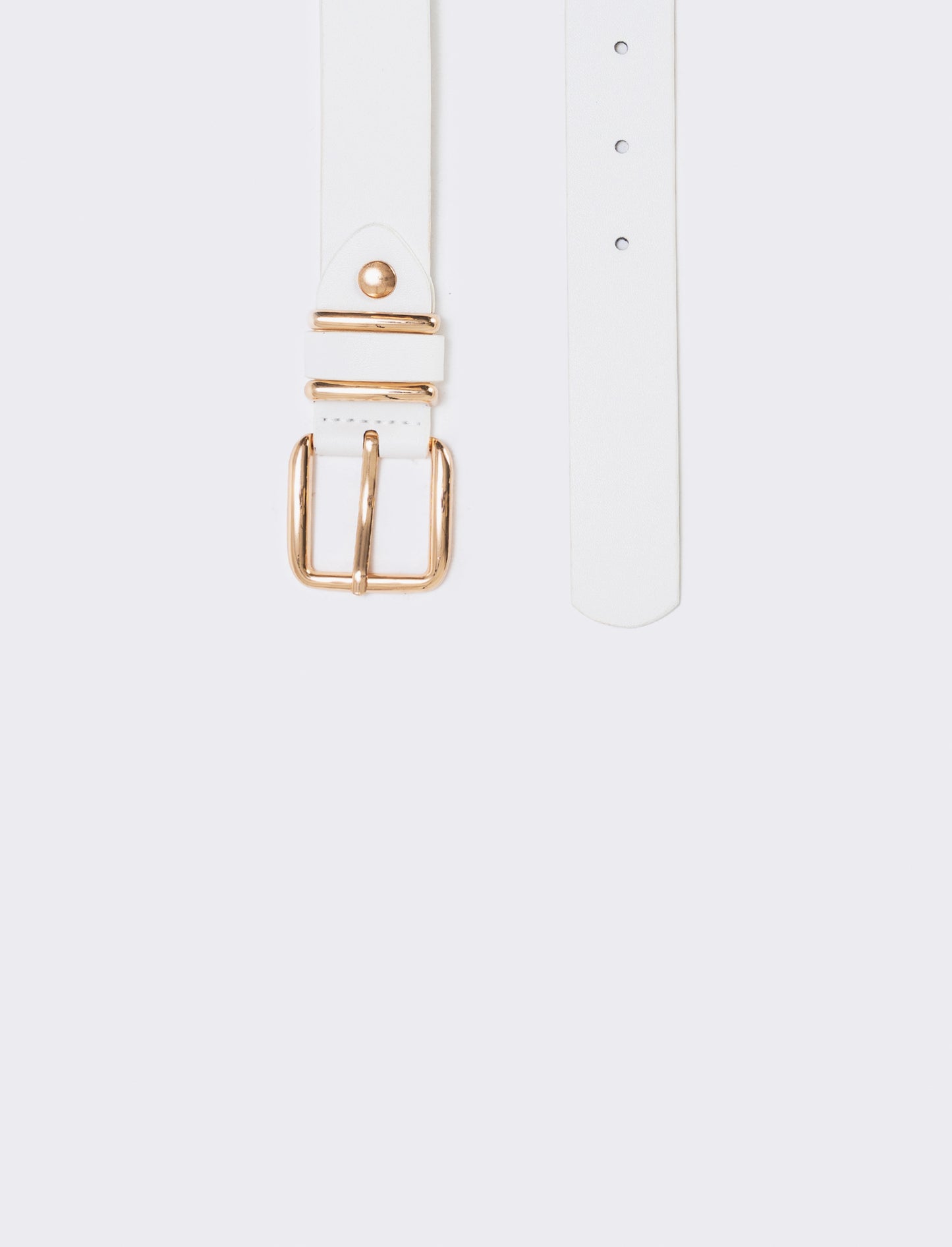 Belt with 3 loops and square buckle - White