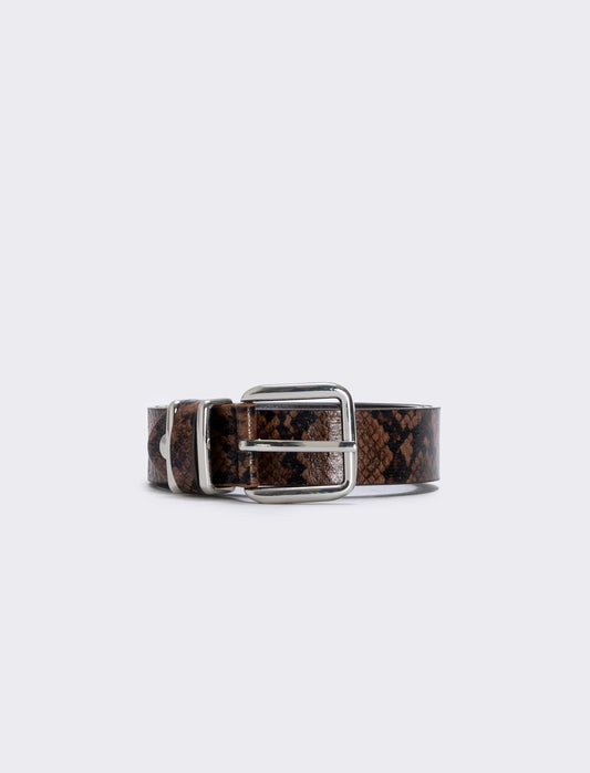Belt with 3 loops and square buckle - Animalier