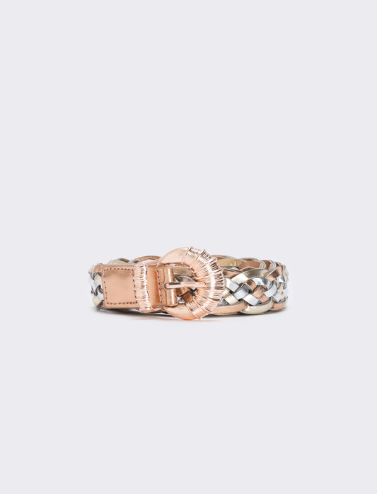 Cintura intrecciata metallizzata - Multicolore