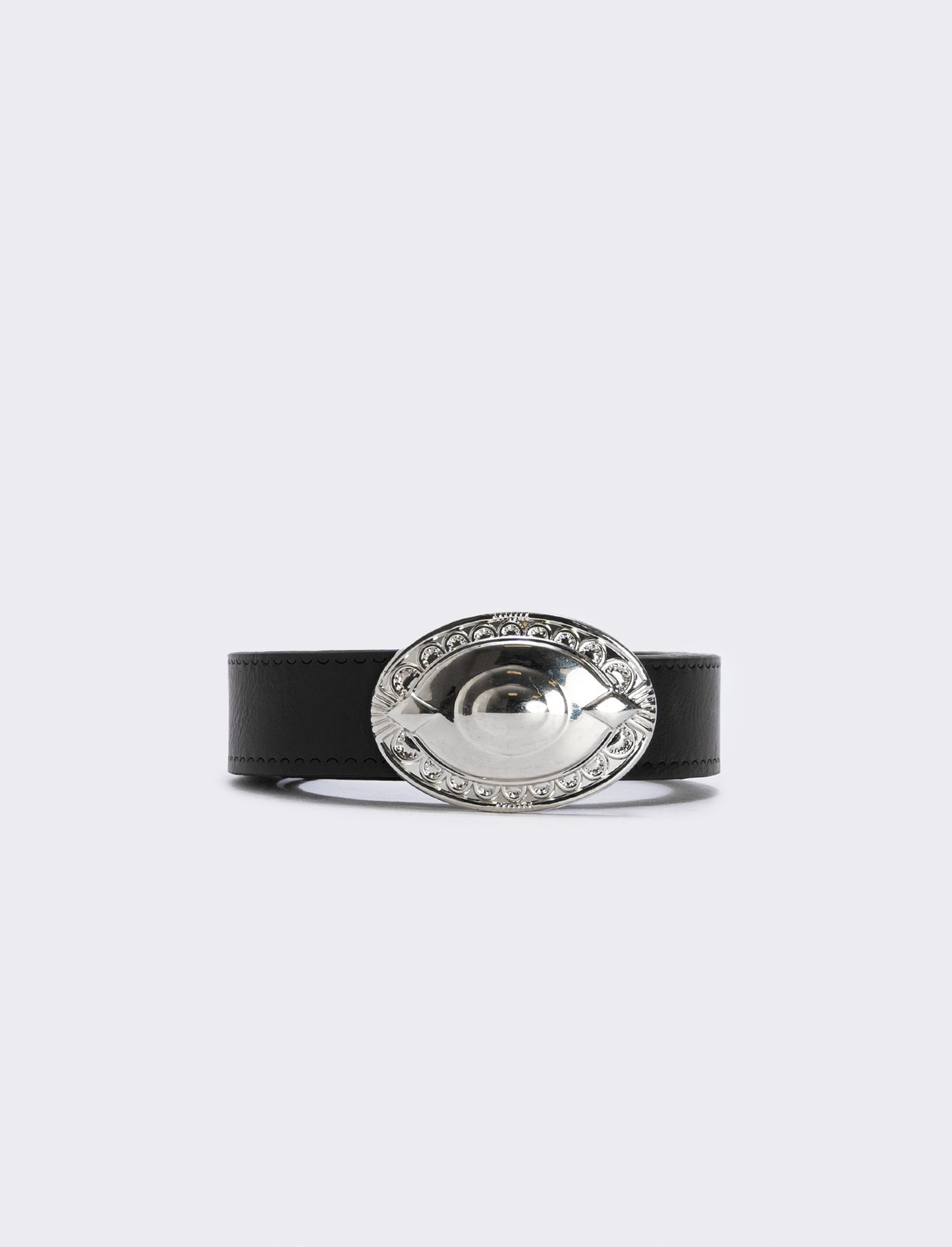Oval buckle belt in country style - Black