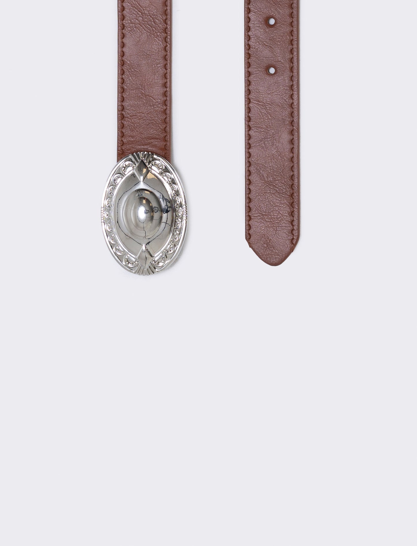 Cintura fibbia ovale stile country - Cuoio