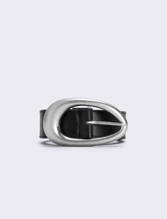 Cushioned waist belt with large buckle - Black