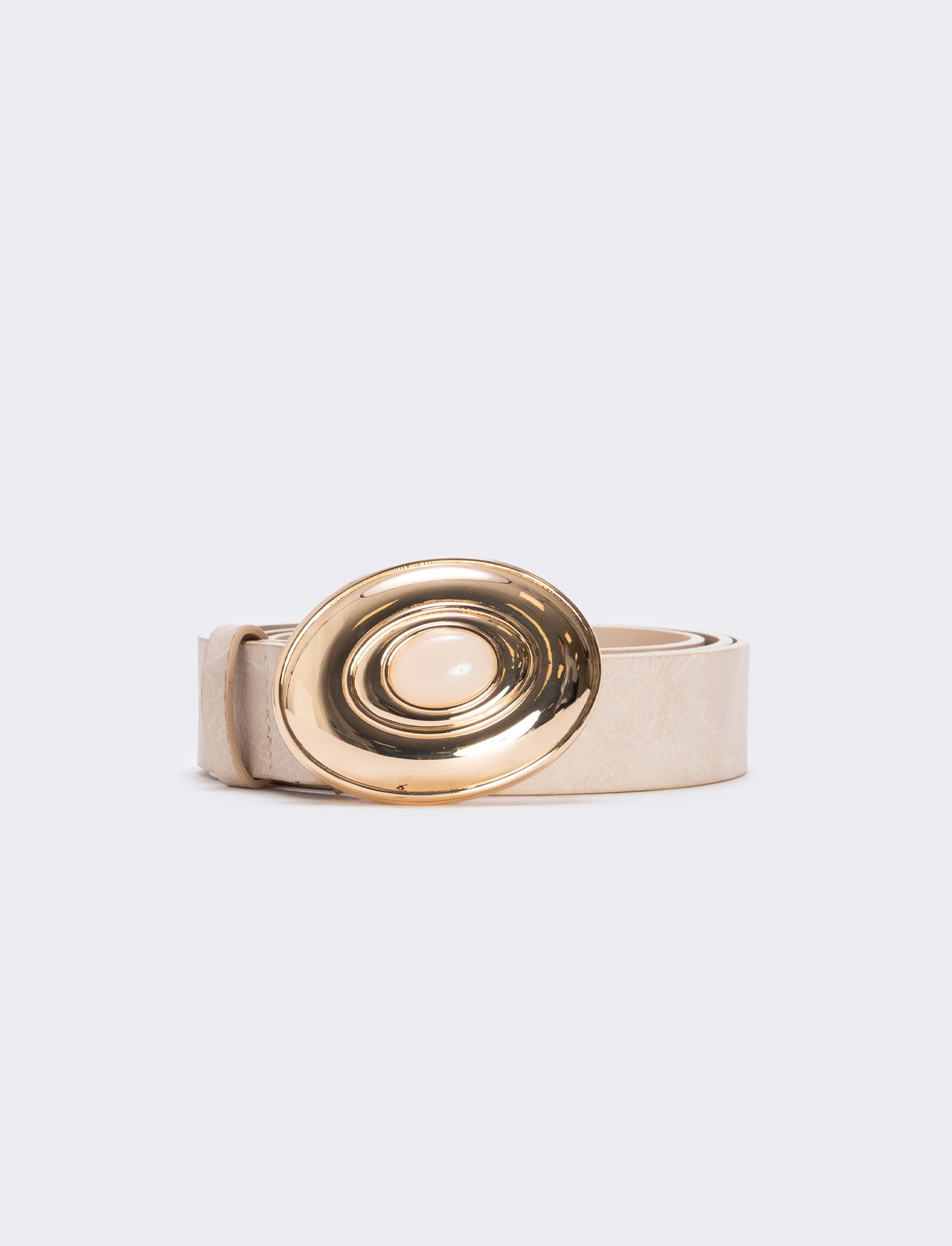 Cintura fibbia ovale con pietra - Beige