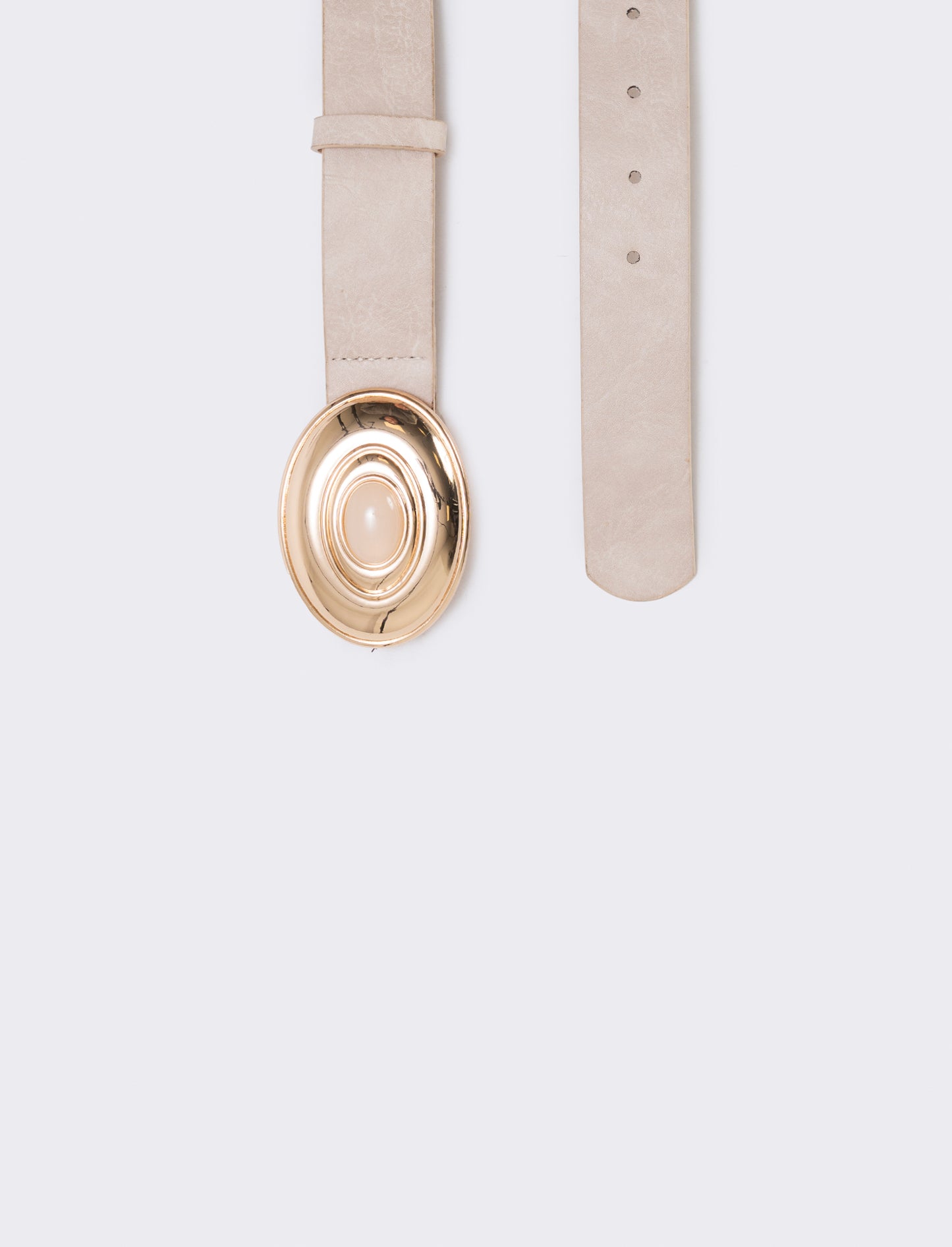 Cintura fibbia ovale con pietra - Beige