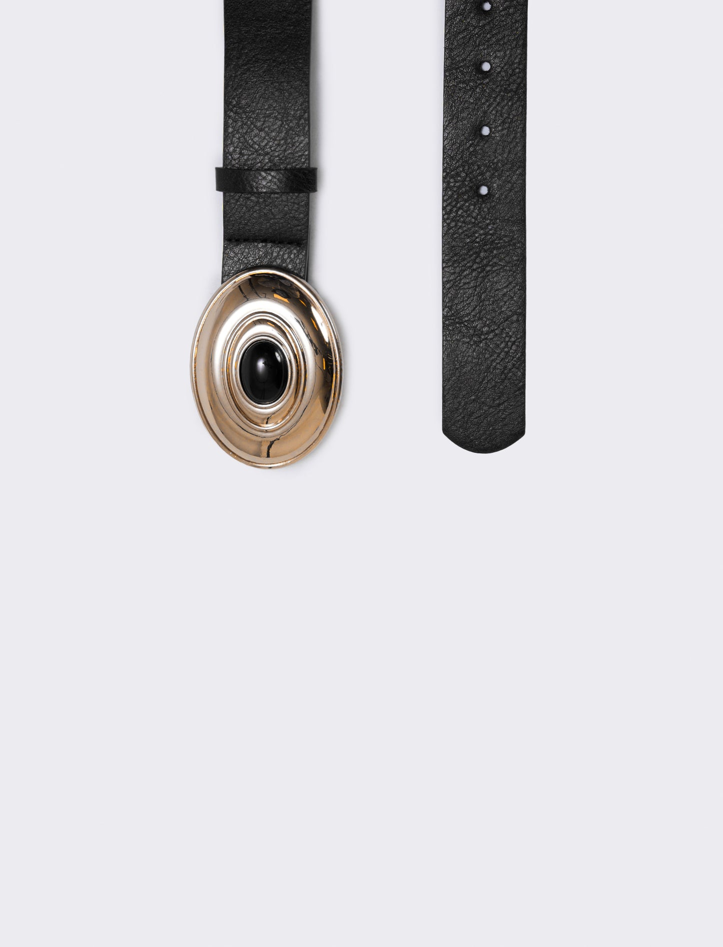 Cintura fibbia ovale con pietra - Nero