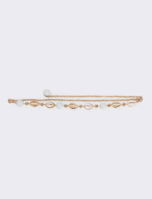 Cintura in metallo con conchiglie - Beige
