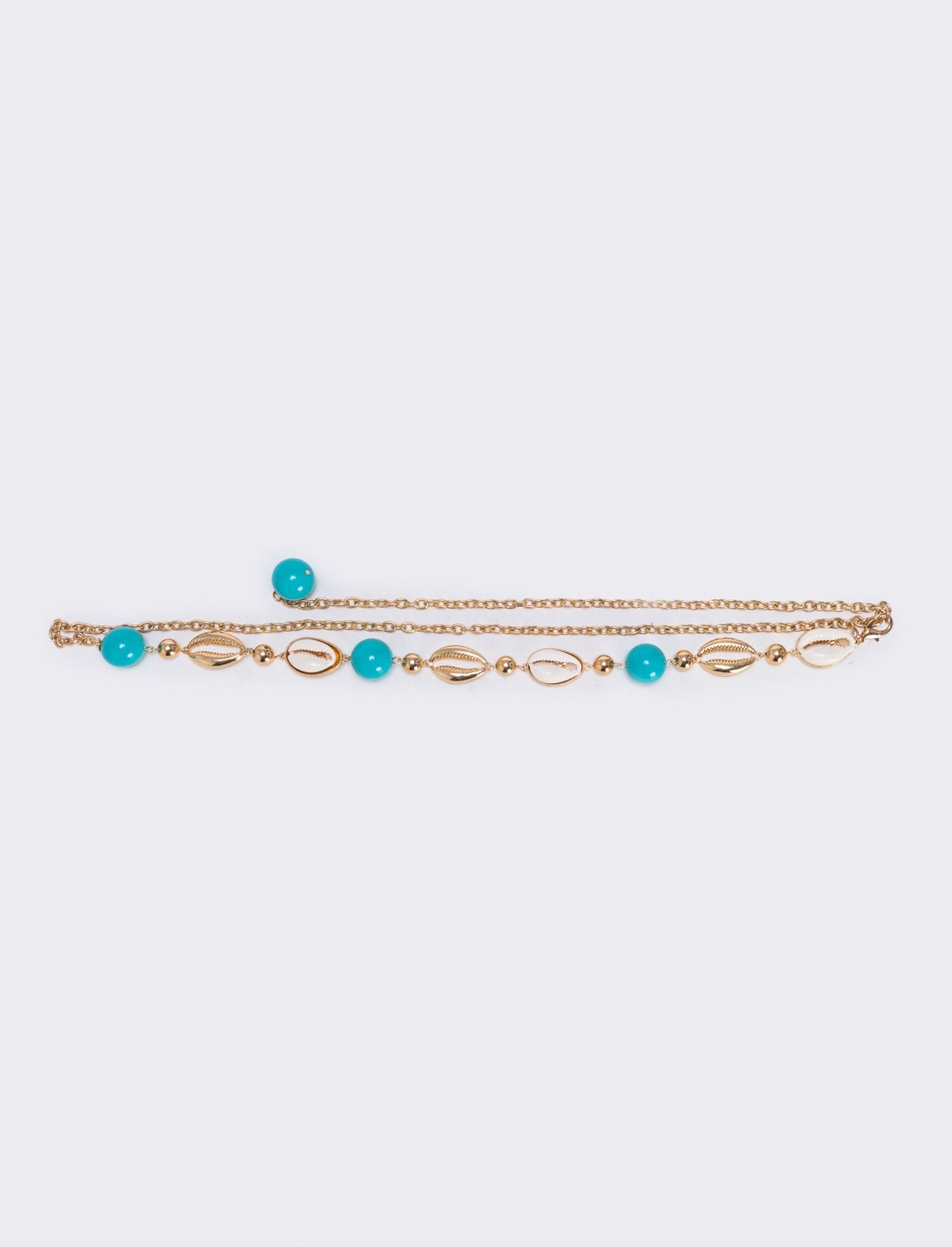 Metal belt with shells - Sky blue
