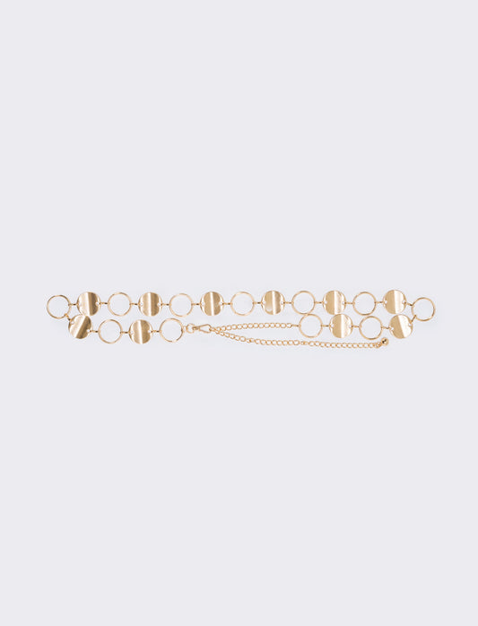 Belt with metal rings - Gold