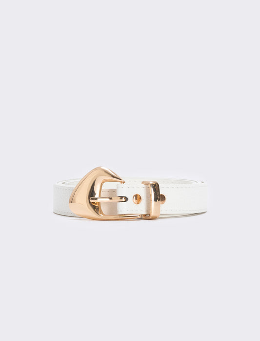 Cintura asimmetrica con fibbia elegante - Bianco