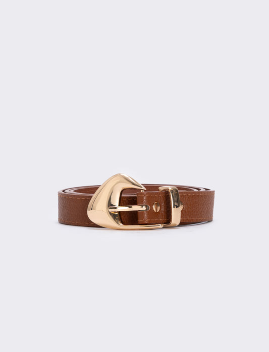 Cintura asimmetrica con fibbia elegante - Marrone