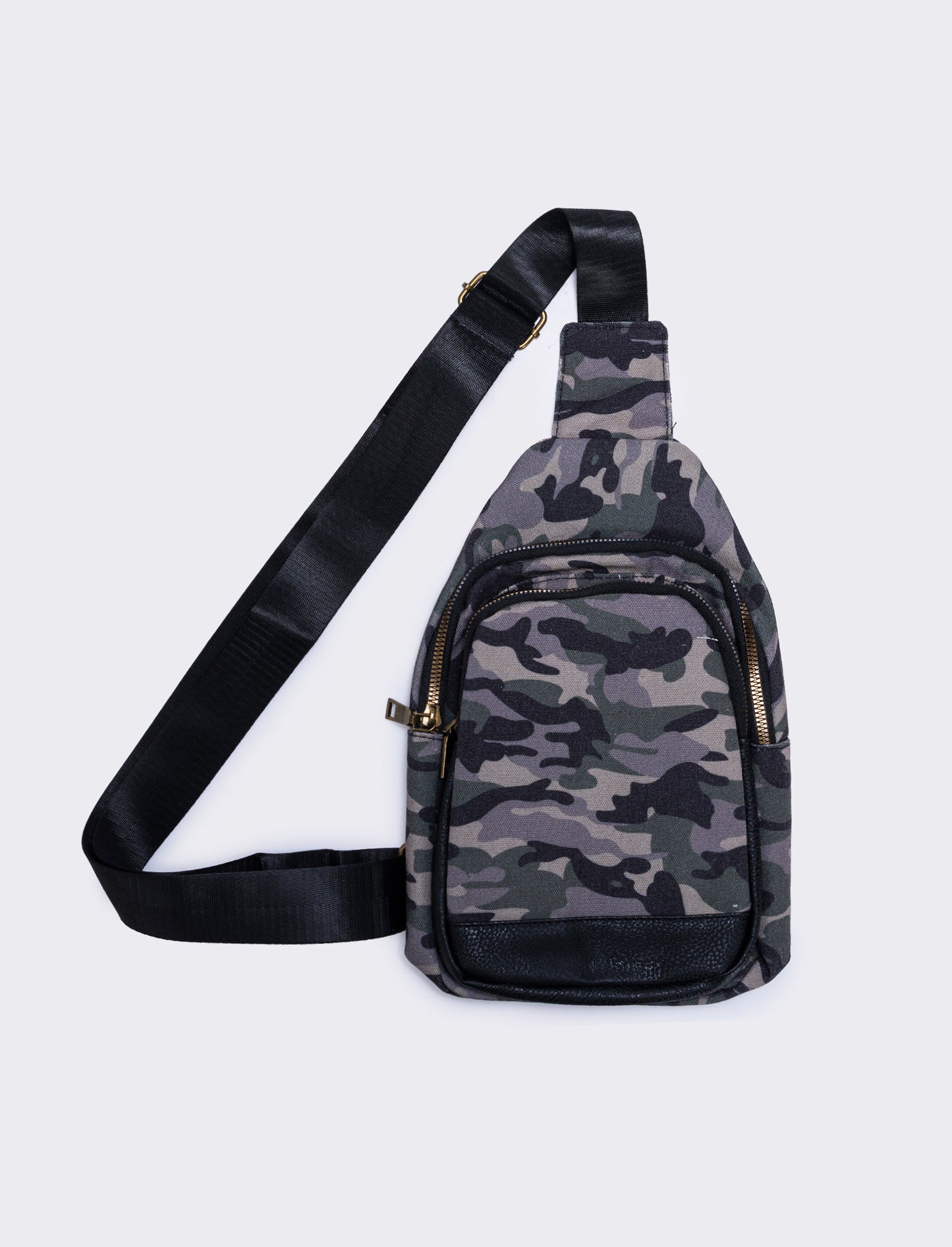 Zaino monospalla nylon per uomo - Verde mimetico