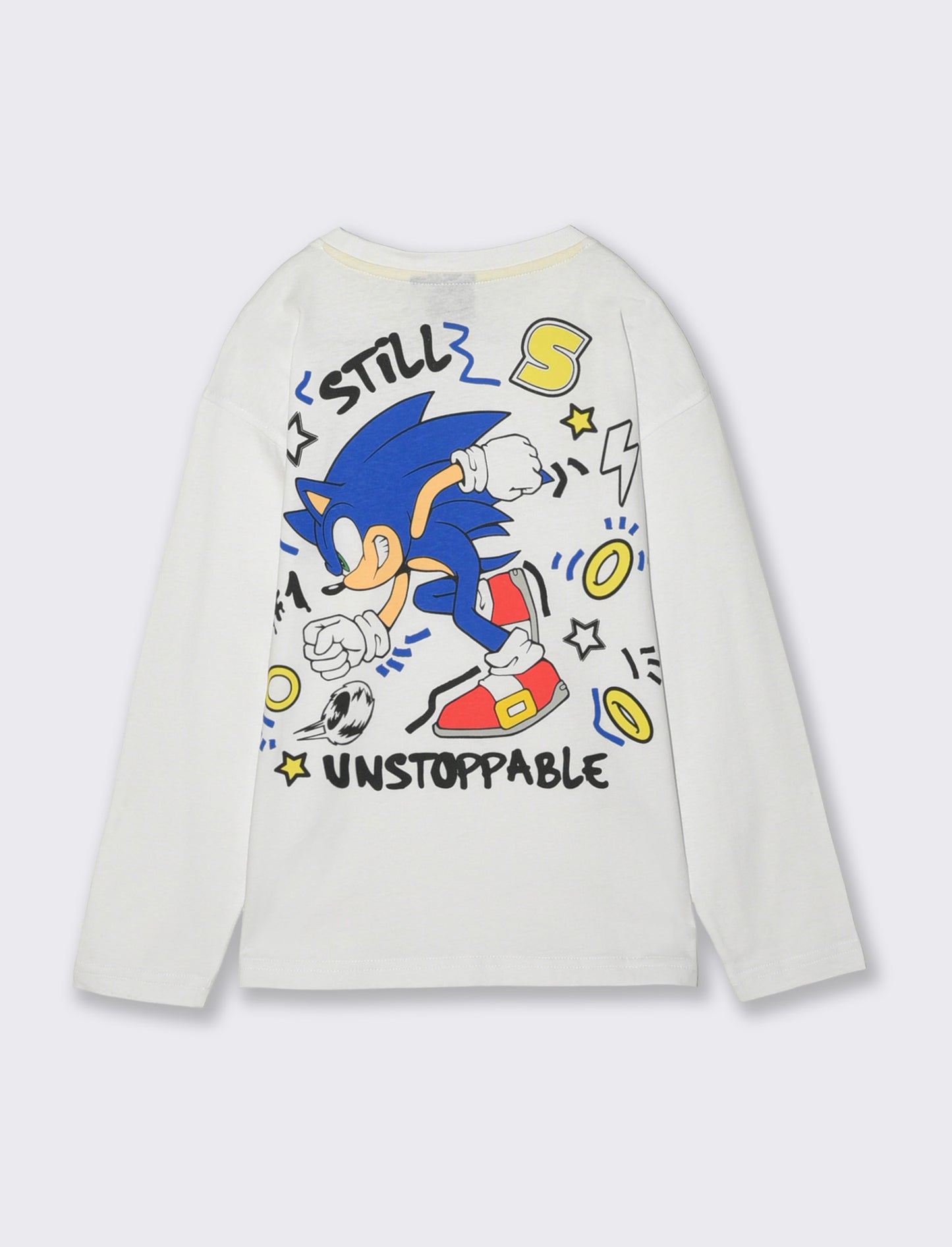 T-Shirt Manica Lunga Sonic per Bambini - Bianco