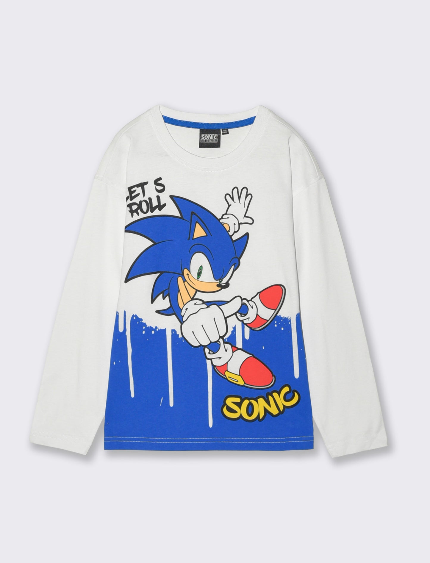 T-Shirt Manica Lunga Sonic per Bambini - Bianco