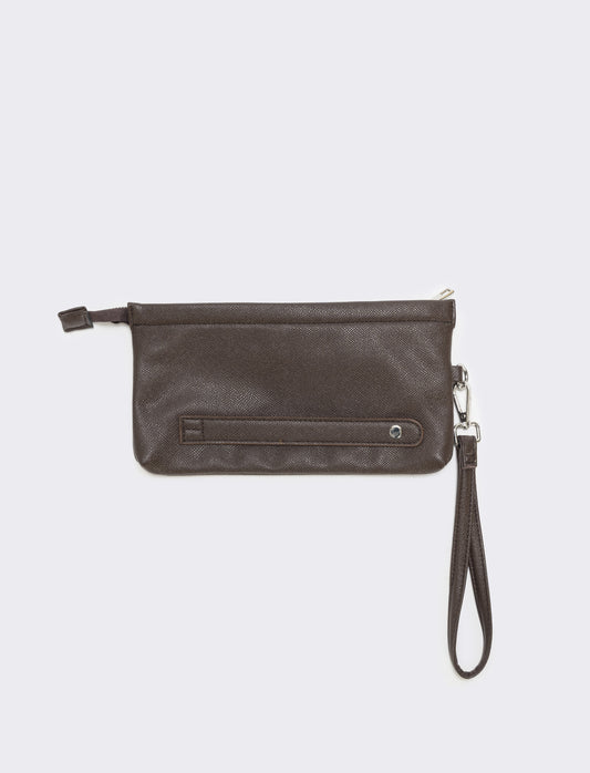 Pochette uomo con zip elegante e pratica - Moro