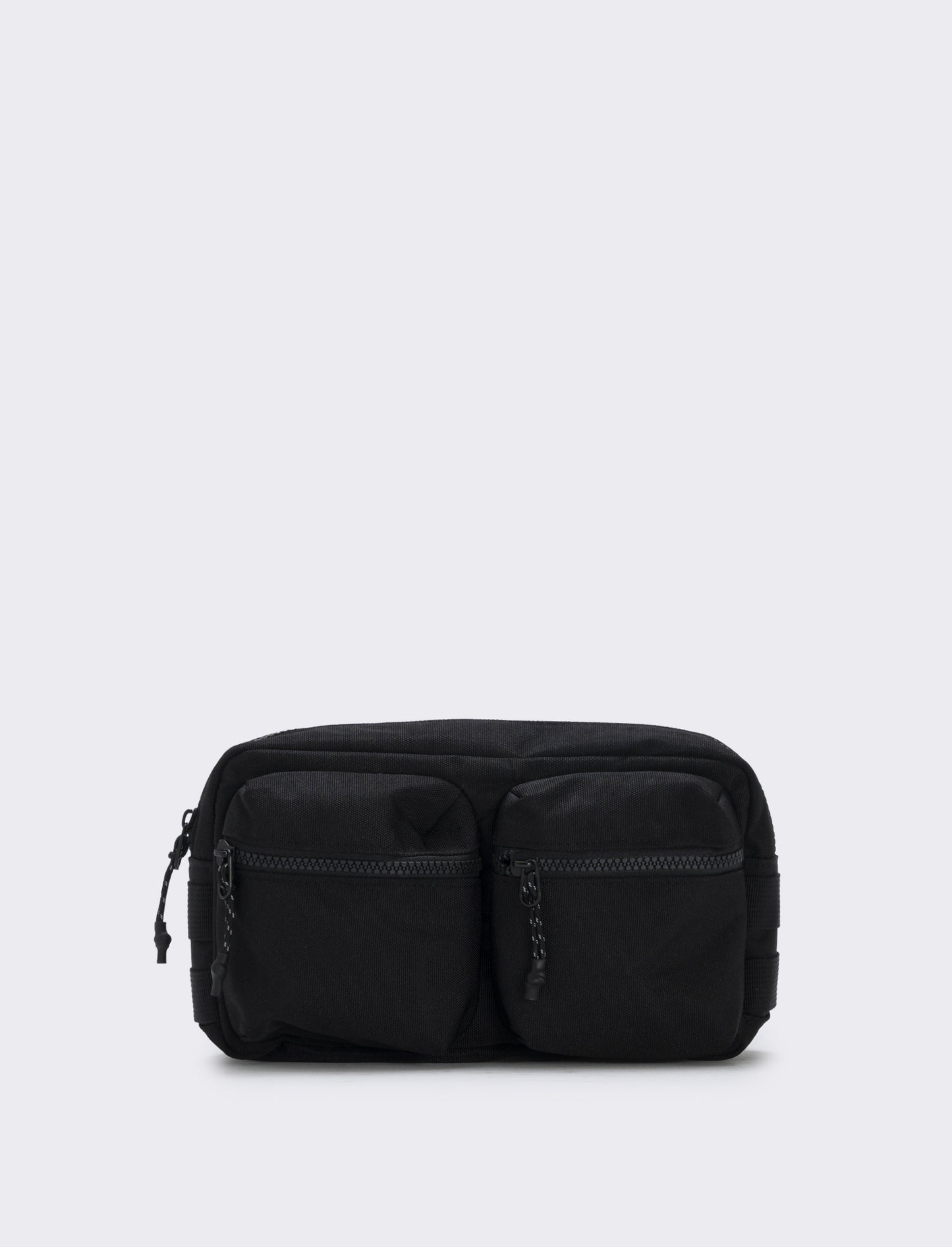 Marsupio rettangolare nylon con zip - Nero