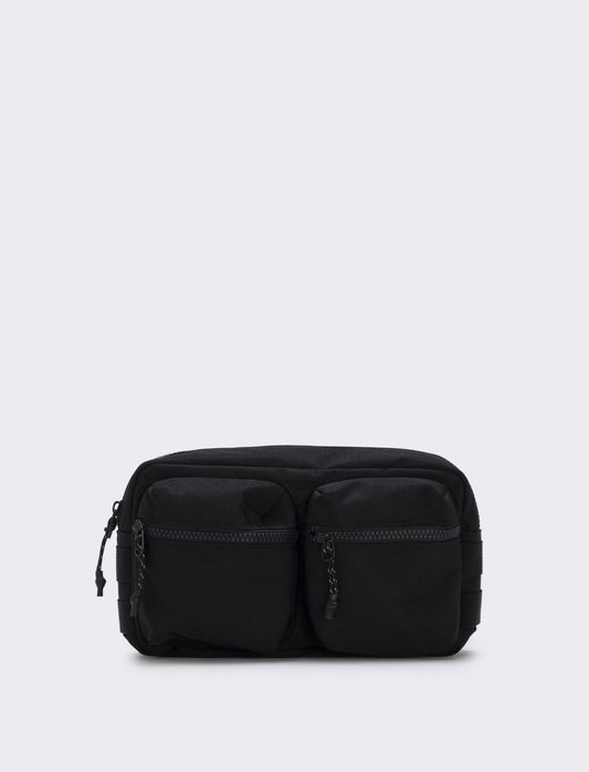 Marsupio rettangolare nylon con zip - Nero