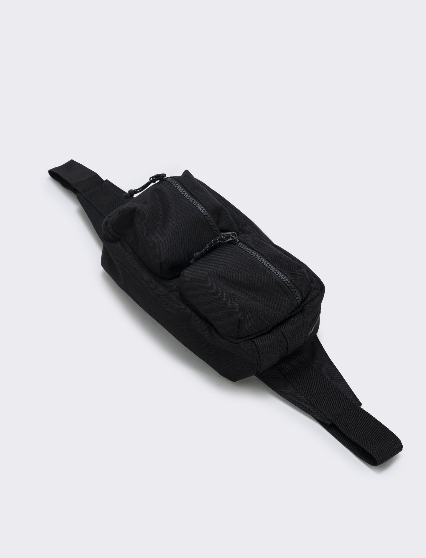 Marsupio rettangolare nylon con zip - Nero
