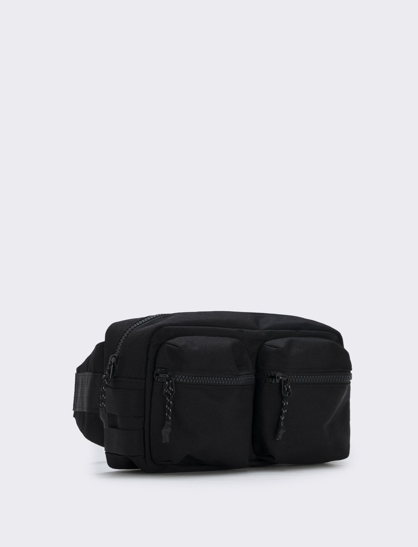 Marsupio rettangolare nylon con zip - Nero