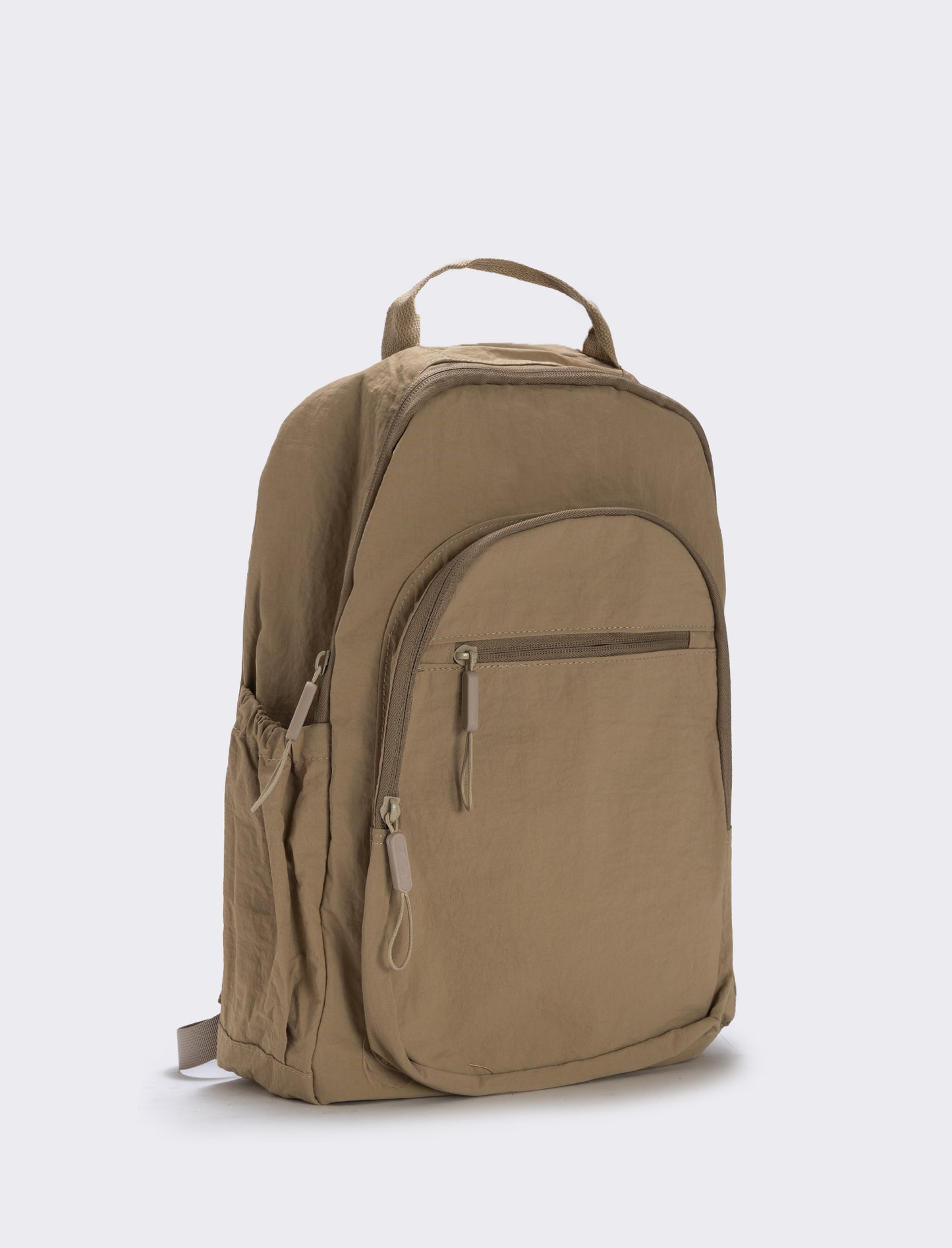 Zainetto in nylon con tasca frontale - Beige