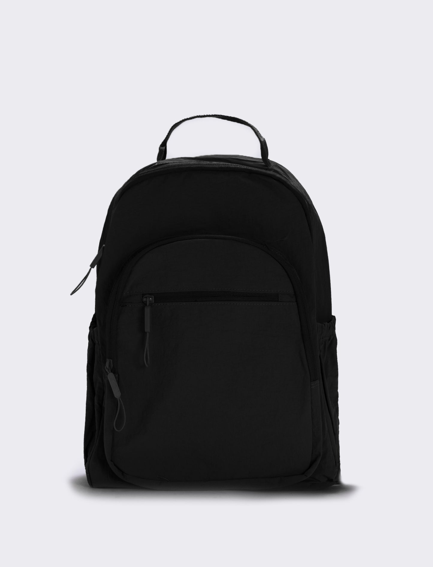 Zainetto in nylon con tasca frontale - Nero