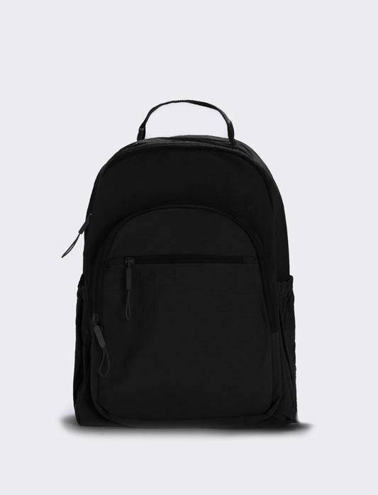 Zainetto in nylon con tasca frontale - Nero
