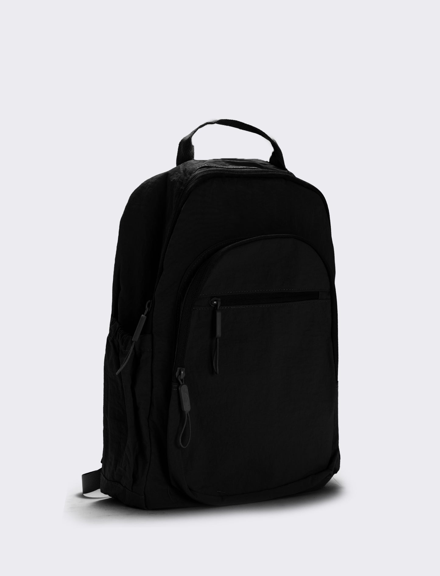 Zainetto in nylon con tasca frontale - Nero