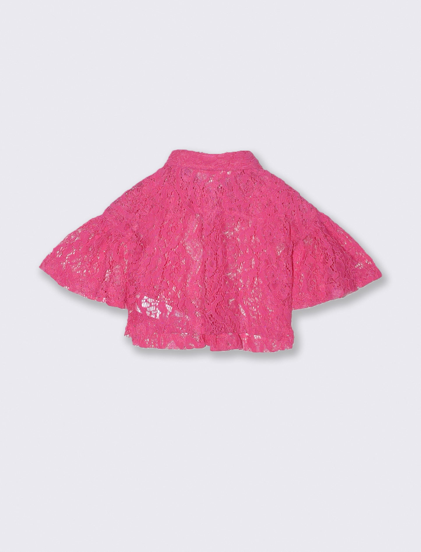 Short Lace Shirt with Wide Sleeves - Fuxia