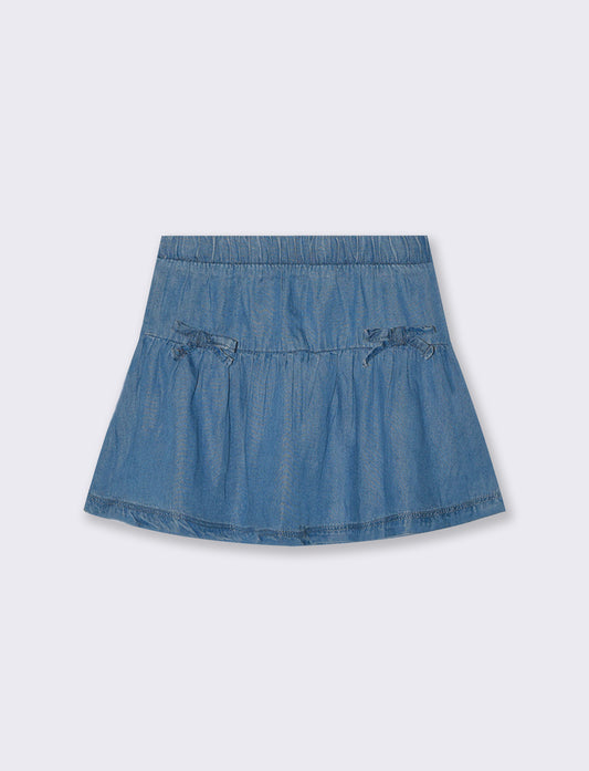 Gonna in chambray con fiocchetti eleganti - Denim