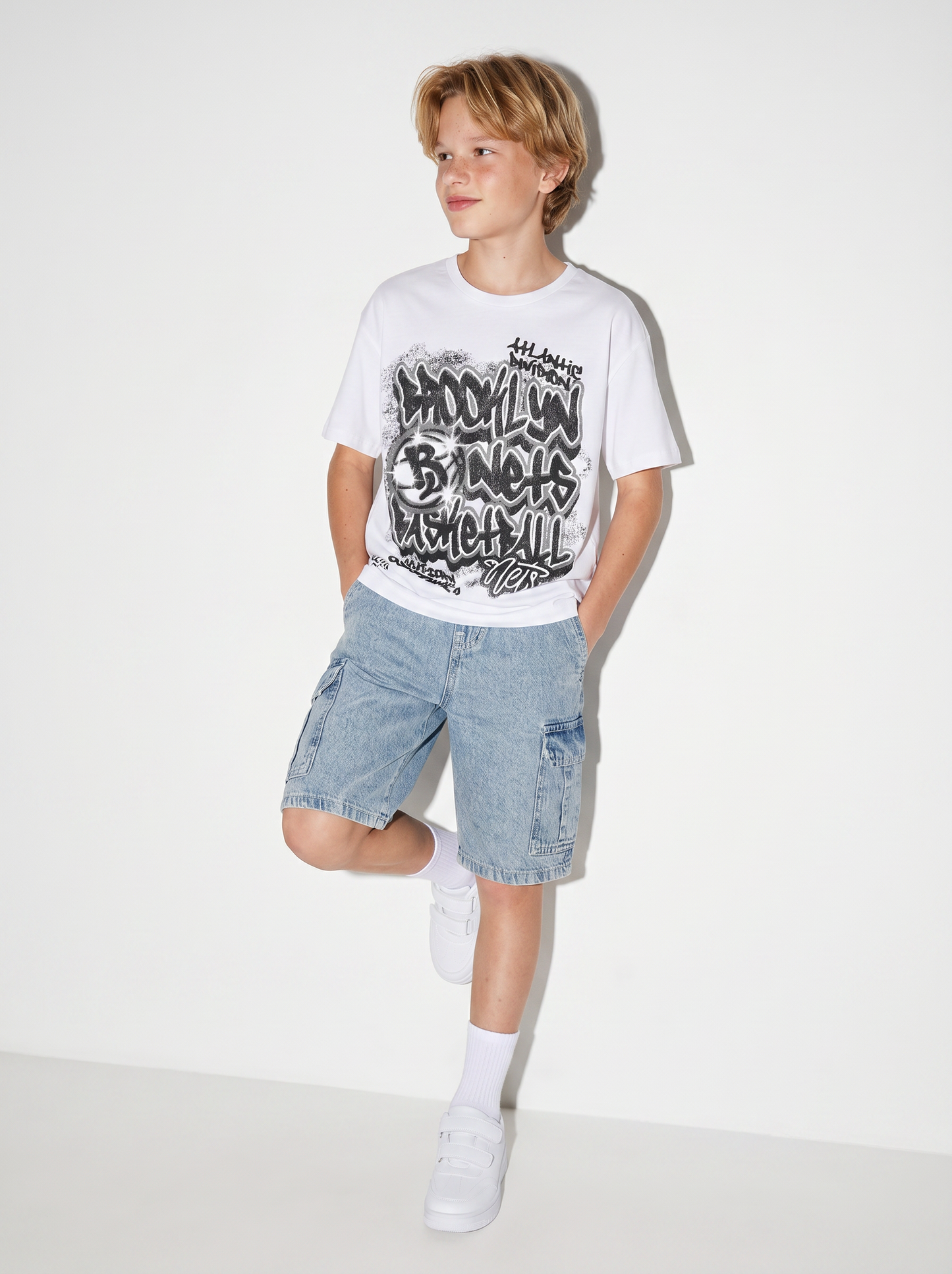 T-Shirt NBA in Cotone per Giovani Fan - Bianco