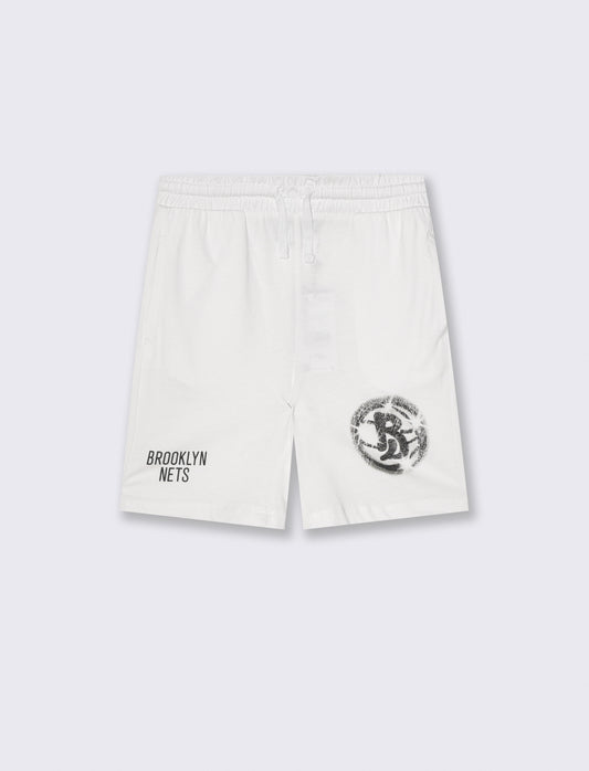Bermuda NBA in cotone con coulisse - Bianco