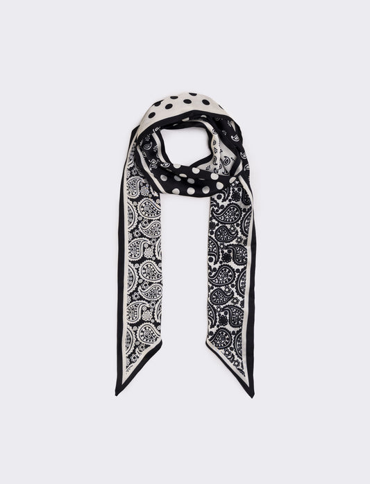 Foulard cravatta in satin per donne - Nero