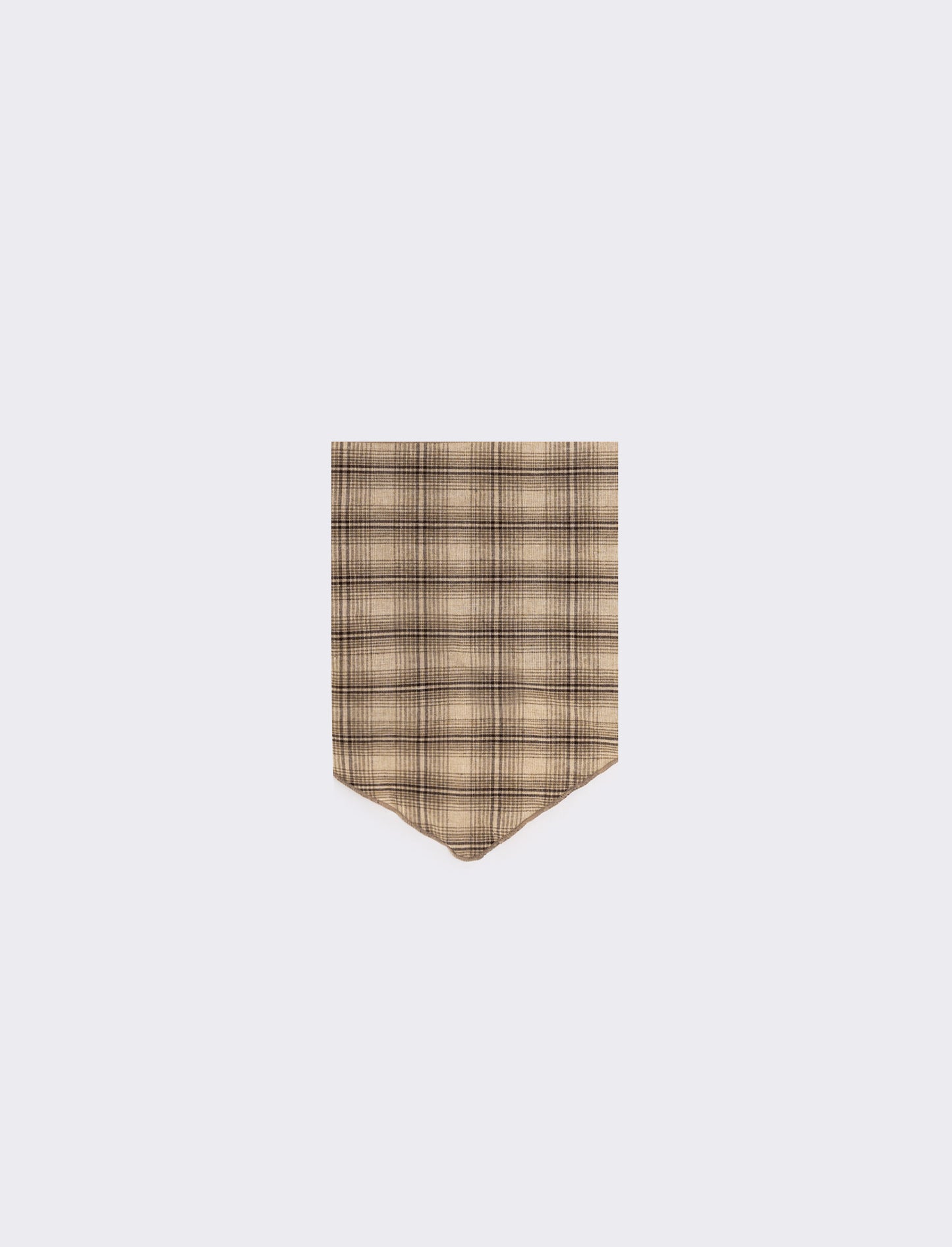 Triangular Scarf with Elegant Stripes and Checks - Beige