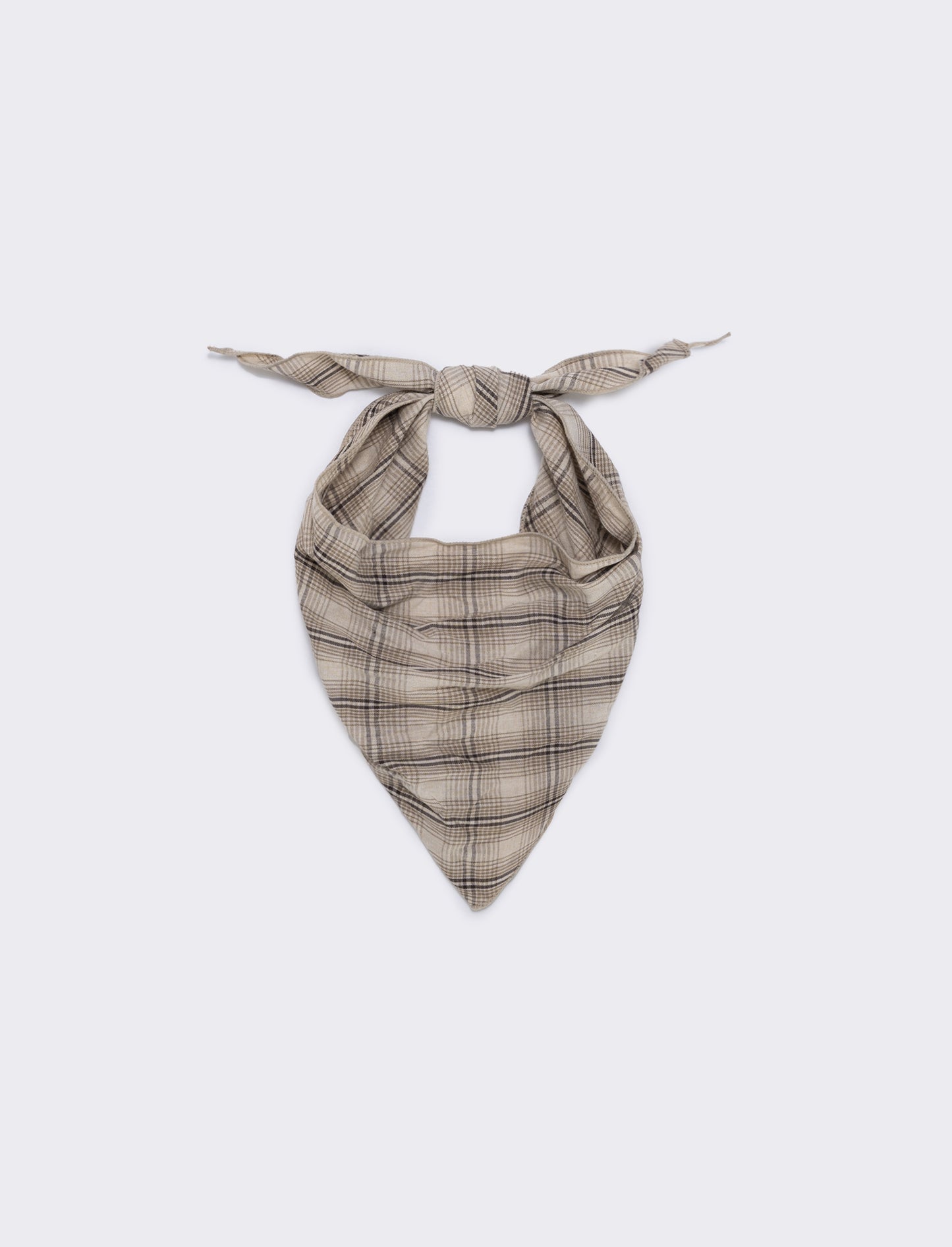 Triangular Scarf with Elegant Stripes and Checks - Beige