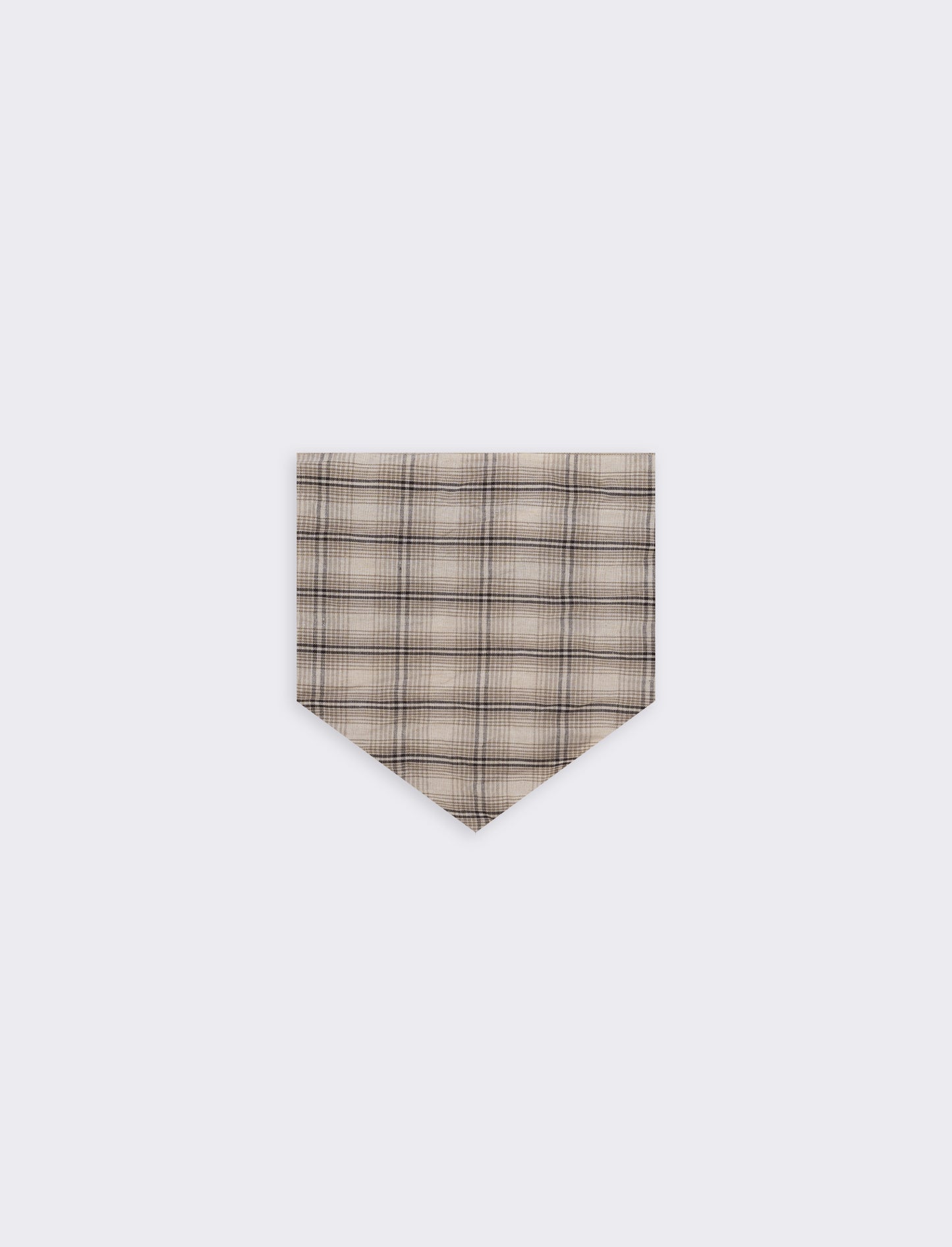 Triangular Scarf with Elegant Stripes and Checks - Beige