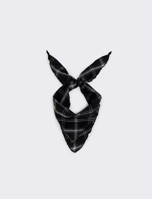 Foulard triangolino righe e quadri eleganti - Nero