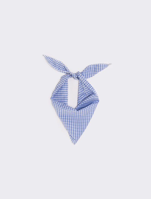 Foulard triangolino vichy elegante e chic - Celeste
